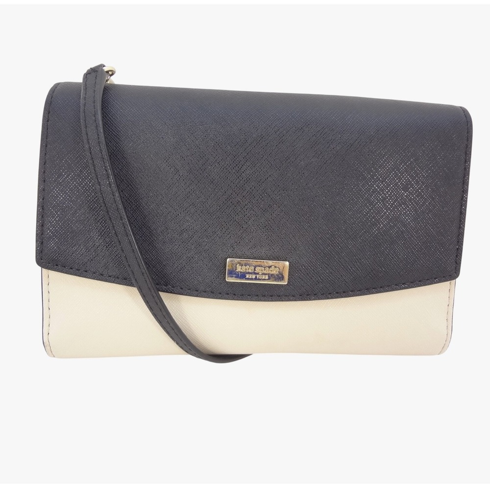 Kate Spade Laurel Way Winni Two-Tone Saffiano Leather Crossbody Black Almond